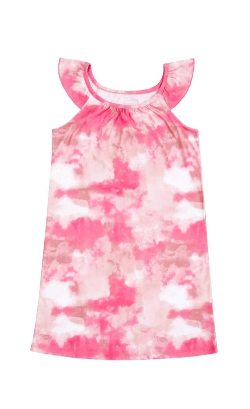 Wonder Nation Girls Flutter Sleeve Tie Dye Sleep Gown, Sizes M (7-8)